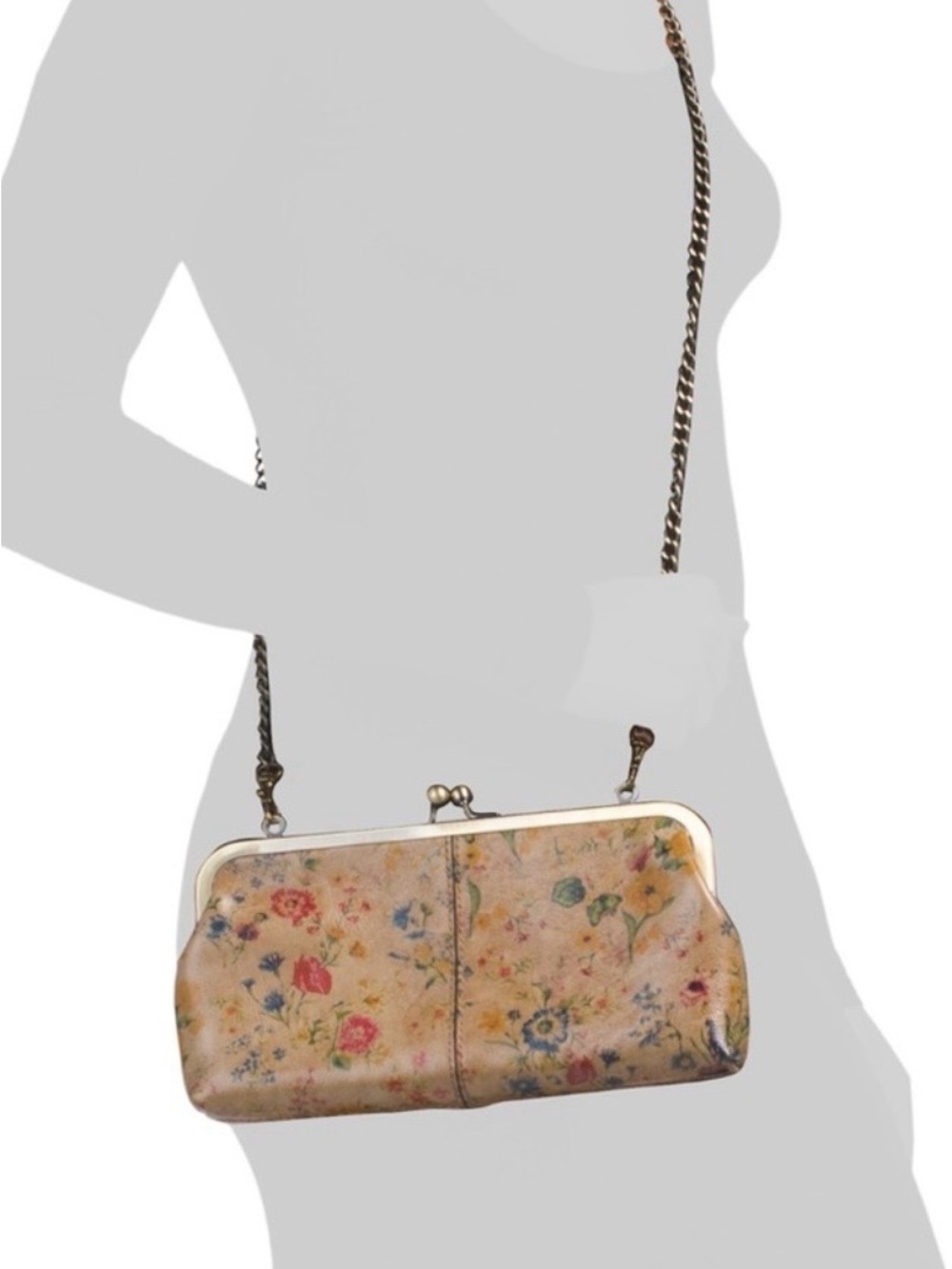 Patricia Nash Beige Floral Kiss-Lock Crossbody Clutch